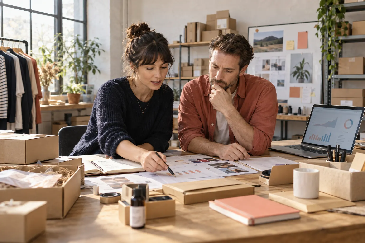 Responsables e-commerce et partenariats préparant le lancement opérationnel d’un programme d’affiliation